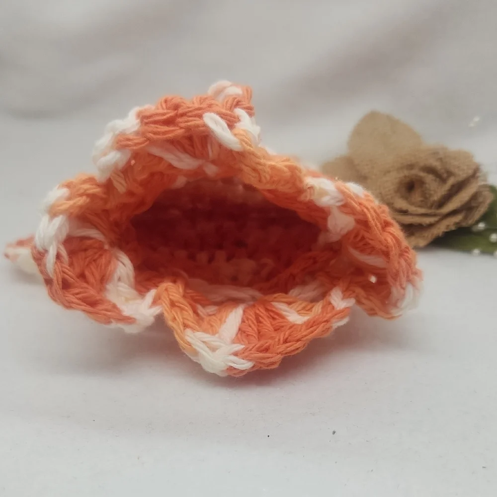 Handmade Dreamsicle Crochet Pouch Soap Sack Bag , Eco-Friendly 100% Cotton